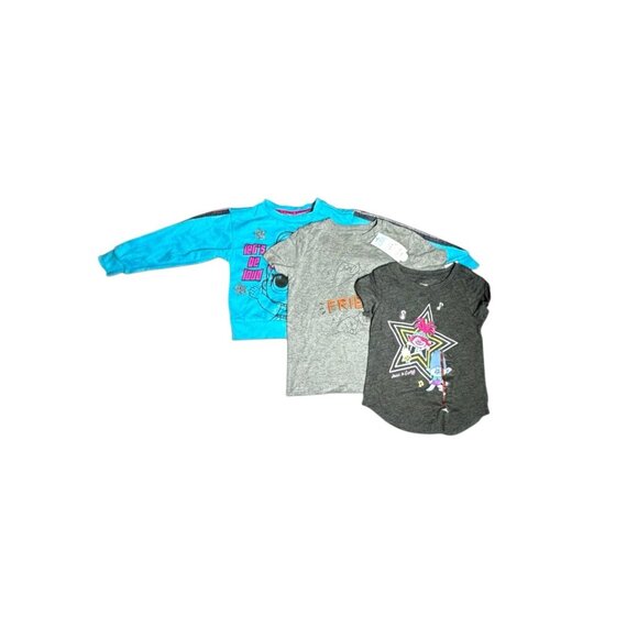 Lot Of 3 Little Girls Tops 2 Tees And 1 Sweatshirt Size XS 4/5 New With Tags - Picture 1 of 15